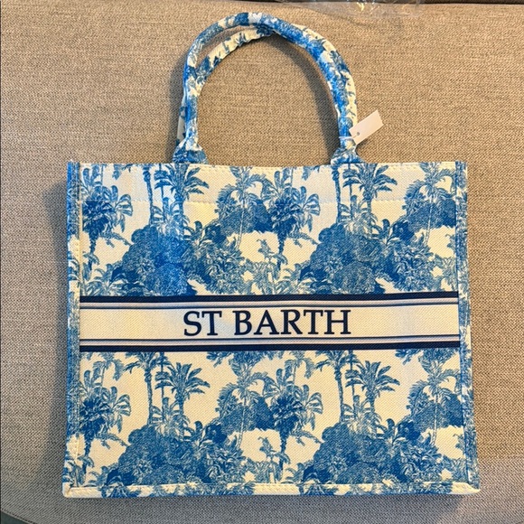 NWT St Barth Blue and White Tote Bag - Picture 4 of 5